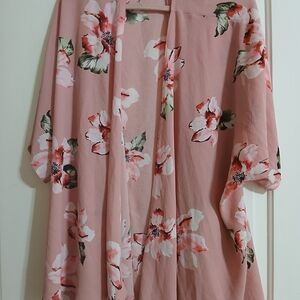 Source Unknown Pink Floral Kimono Jacket